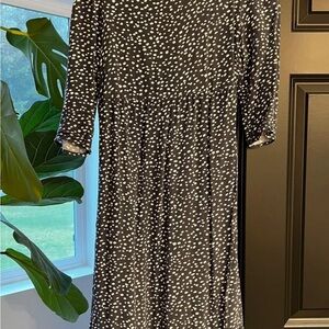 Isabel Maternity Black and White Long Sleeve Dress